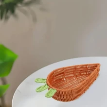 1pc Carrot Shaped Mini Storage Box, Easter Party Decor, Handwoven Plastic Rattan Basket, Easter Egg Gift Storage, Decorative Creative Basket, Suitable For Easter, Valentine's Day, Home Decor, Ornament, Creative New Year Gift - Multicolor - View 6