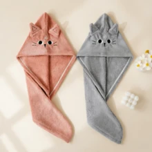 Set de 2 toallas con orejas de gato de secado rápido - Turbante de microfibra de colores mixtos, súper absorbente y anti-frizz, gorro de ducha para cabello largo, accesorio de spa en casa de grado salón - Multicolor - Ver 14