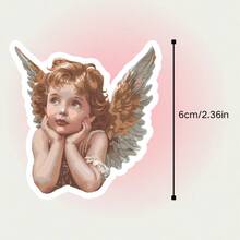 Vintage Angel Resting Chin On Hand Sticker, Artistic Retro Style Decorative Sticker, Waterproof Vinyl Sticker - Matte Surface, Self-Adhesive Bumper Sticker, Suitable For Cars, Windows, Laptops, Trucks, Water Bottles - Multi-Purpose Design, Car Sticker - Vinyl - View 3