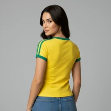 Women's Embroidered Brazil Shirt - 黃色 - 查看 4