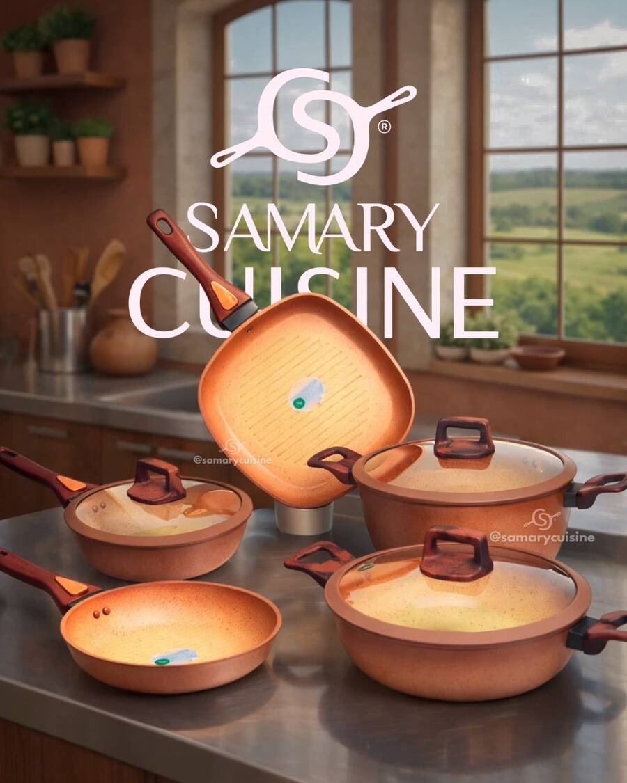 Batería de Cocina Caroline Marca Alfa Terracota / Avocado Antiadherente Tipo Piedra | Juego de Ollas, Sartén y Grill | Tapas de Cristal Resistentes a Caídas | Apta para Estufa de Gas, Eléctrica, Vitrocerámica e Inducción | Cocina Premium