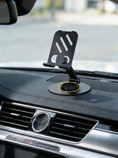 360° Rotatable Metal Phone Stand – Foldable Desktop & Car Mount For All Smartphones & Tablets, Adjustable Angle Holder For Office, Driving, Video Calls