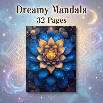 Libro para colorear para adultos - Temas de mandalas soñadores | Papel grueso de alta calidad | A4 | 32 páginas con impresión a doble cara | Diseños intrincados y sorprendentes para aliviar el estrés, relajarse y estar en armonía | Regalo perfecto para Navidad, cumpleaños y fiestas | Obra de arte terapéutica y amigable para principiantes, para personas mayores, hombres y mujeres
