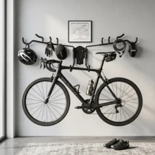 Black Bike Hanger, Wall Mount Bike Rack, Holds Up To 55  Lbs, Adjustable Hanging Shelf - Black 2pcs - View 5