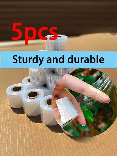 5卷装透明自粘园艺胶带 - 可拉伸植物护理和工具胶带，多用途植物移植和嫁接护理胶带，适用于园艺爱好者，用于园艺捆扎，用于植物移植和嫁接缝合，园艺用品胶带，园艺包裹，捆扎，缠绕线