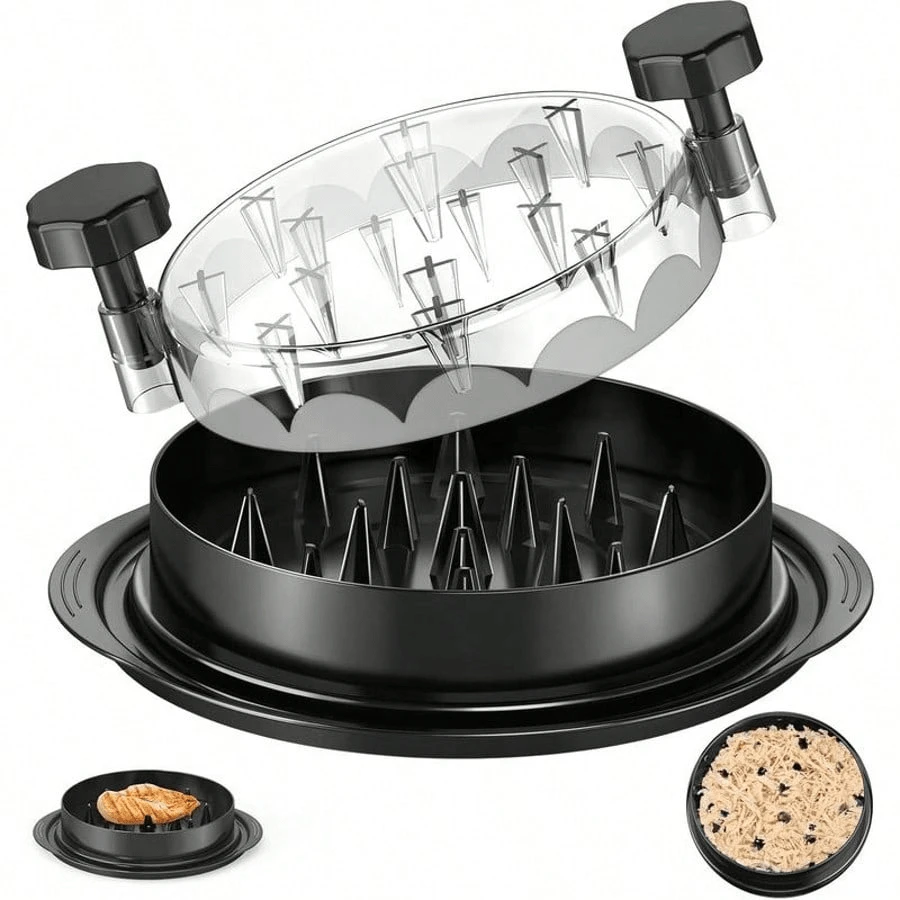 8 pouces Déchiqueteur de viande de poulet, outil de déchiquetage de viande cuite avec couvercle transparent, conception ergonomique, antidérapant, facile à nettoyer, déchiqueteur de viande de poulet style twist
