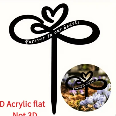 1pc Classic 2D Acrylic Thanksgiving Memorial Garden Stake - Heartfelt "Forever In Our Hearts" Tribute, Freestanding Tombstone, Human/Figure Theme, Weatherproof Outdoor Decor For Gravesite, Monuments, No Electricity Or Battery Required