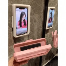1pc Waterproof Anti-Fog 360° Rotatable Touchable Shower Phone Holder Bracket, Suitable For Bathroom/Kitchen Wall Mount, Compatible With IPhone 14 13 12 11 Pro Max XS XR And Other Phones Under 6.8 Inches - Multicolor - View 3