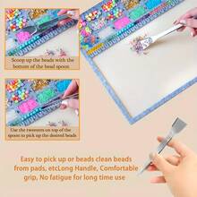 KLONKEE 2/4pcs Felt Beading Mat Set + Jewelry Scoop With Tweezers, Beading Tray With Centimeter And Letter Scales, Sturdy And Durable, Independent Compartments (Large, Medium, Small Sizes), For Jewelry Making And Beading Materials - Multicolor - View 5