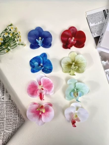 8 件装夏季兰花发夹夏威夷热带花卉发卡人造蝴蝶兰发饰，适合女性女孩海滩度假婚礼夏威夷派对（8 种颜色） - 彩色 - 查看 6