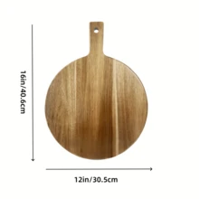 单件装 16 英寸 x 12 英寸相思木披萨铲，带手柄 - 大型圆形餐盘，带长柄圆形托盘，相思木切菜板和熟食板，食品托盘，木质砧板，适用于餐厅、厨房、餐桌，可用于盛放奶酪、肉类等，情人节礼物，女士礼物，乔迁礼物 - 查看 12