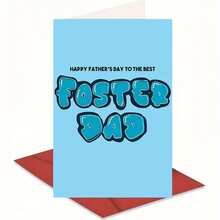 A Retro And Touching Father'S Day Card, Wishing The Best Foster Father A Happy Father'S Day, Holiday Gift, Birthday Card, Funny, Blank Inner Page, Can Be Handwritten, Father'S Day Greeting Card With Envelope - Multicolor - View 9
