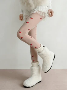 1 Pair White/Black Lightweight Sweet Strawberry Pattern Lolita Style Stockings, Suitable For Spring/Summer - Multicolor - View 11
