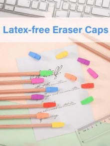 5/10pcs Colorful Pencil Erasers, Pencil Top Eraser Caps, School Supplies, Suitable For Teachers, Back To School Season (Random Colors) - A - View 3