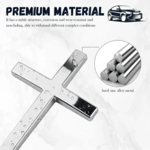 2PCS Reusable Metal Alloy 3D Jesus Christ Cross Car Stickers Self-Adhesive Auto Emblem Decal For Body Fender Silver - A - 查看 8