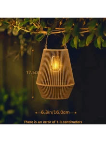 AMILL 2 unidades/1 unidad de luces solares colgantes de mimbre estilo bohemio, farol solar impermeable para exteriores, ideal para decorar jardines, patios, terrazas, porches, árboles, césped y senderos. - Multicolor - Ver 10