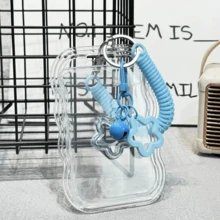 1 Set Wave-Shaped Card Holder Soft Plastic Card Sleeves With Lanyard, Portable Student/Office Supplies - Wave Shape - View 2