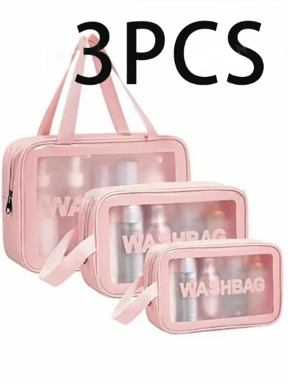 Bộ 3 túi đựng mỹ phẩm dung tích lớn, túi đựng đồ trang điểm, hộp đựng mỹ phẩm, túi đựng mỹ phẩm chống thấm nước bằng da PU, túi du lịch, túi da PU, túi đeo vai công sở, túi xách mùa thu/đông, túi xô màu trơn, túi đeo chéo đi học, túi xách tay cao cấp, túi đeo nách, túi xô đeo vai đơn giản dùng cho công sở