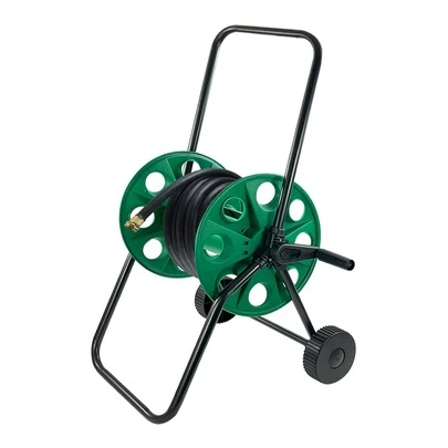 Crystals Portable Garden Hose Reel Trolley 60M Free Standing Water Pipe Cart – Wheeled Hose Storage Holder Garden Watering