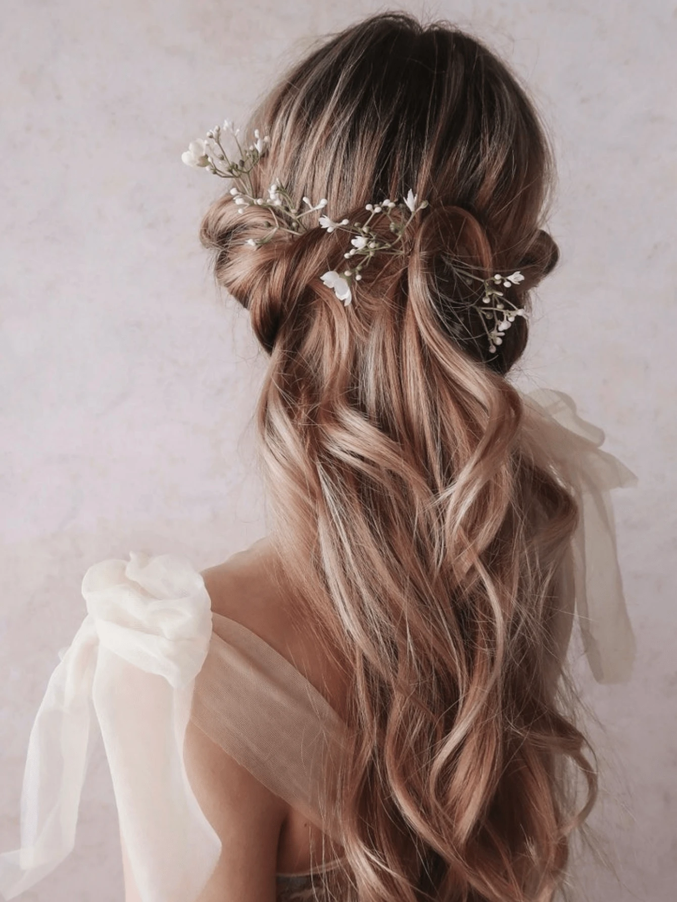 满天星发夹，婴儿满天星发卡，白色花朵发夹，简约新娘发饰，婚礼发饰，新娘头饰 - 白色滿天星 - 查看 1