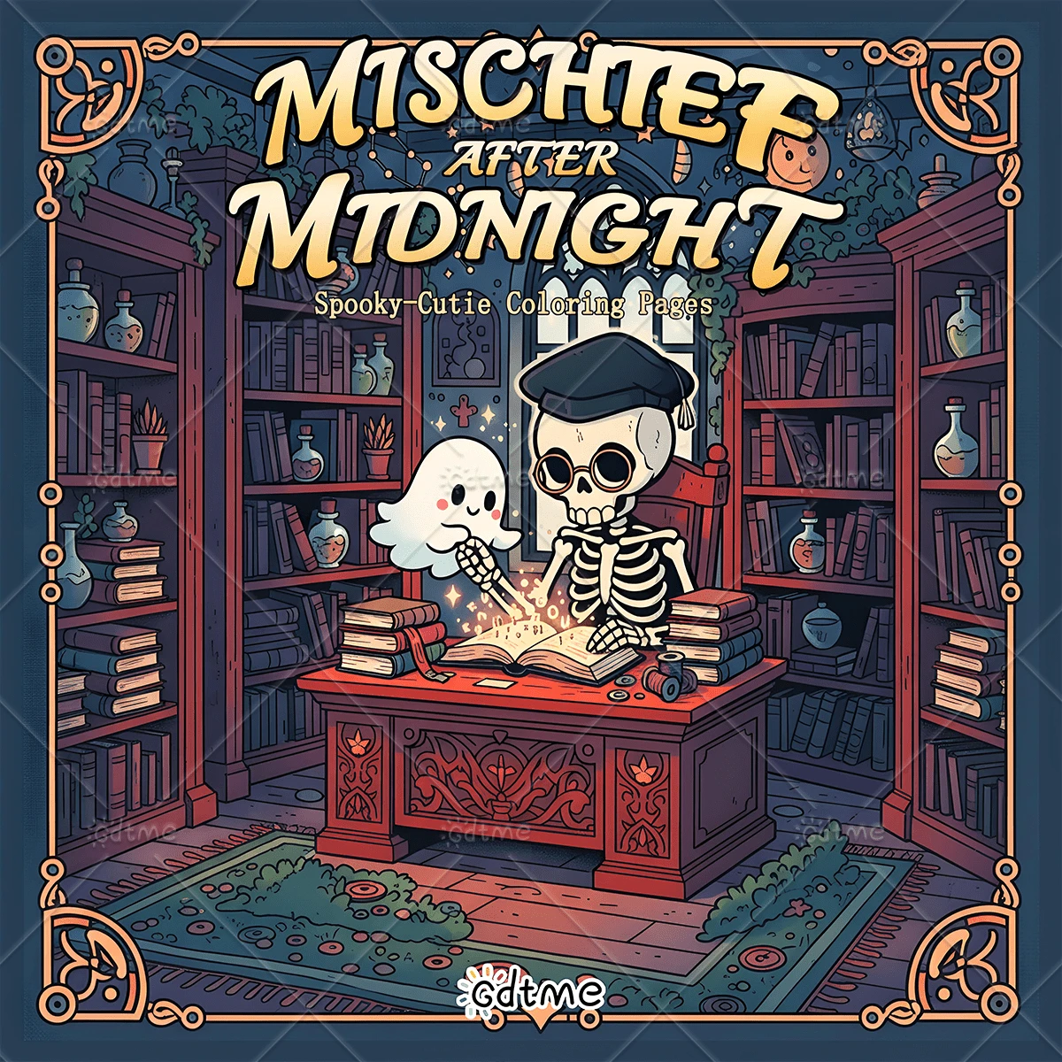 午夜恶作剧：可爱又惊悚的涂色书，大胆简约，极简主义大尺寸设计，助您放松身心，成人放松涂色书，24页单面手绘，极简图案设计，易于涂色，享受涂色的乐趣和成就感，送给朋友、家人或爱人的贴心礼物，适合节日、生日或任何特殊场合，也是返校文具用品。