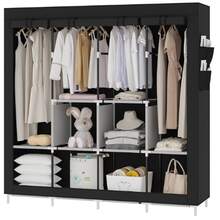 Folding Wardrobe Closet For Organizing Clothes With Zipper - 170X45X170 BLACK - View 4