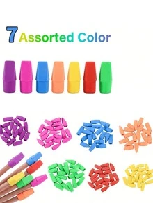 5/10pcs Colorful Pencil Erasers, Pencil Top Eraser Caps, School Supplies, Suitable For Teachers, Back To School Season (Random Colors) - A - View 5