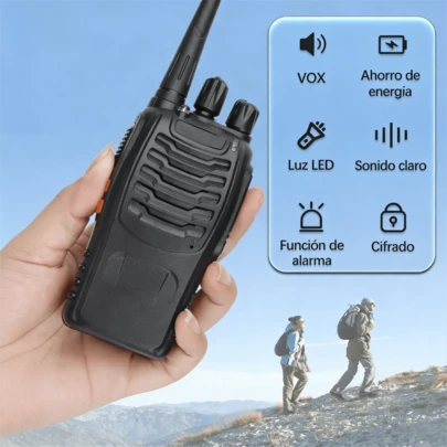1 pieza Radio Walkie Talkie 400-470 MHz, Radio de Comunicación de Dos Vías con Auriculares, Antena de Alta Ganancia y Linterna LED, Comunicación de Largo Alcance, Camping y Actividades al Aire Libre