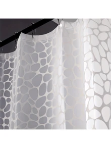 1 件 PEVA 防水浴帘，优雅朦胧鹅卵石图案浴室防水浴帘，石头印花，71 英寸宽 x 71 英寸长或 71 英寸宽 x 79 英寸长，配有 12 个挂钩，适用于浴室、阳台、花园 - 白色 - 查看 5