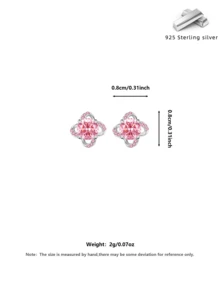 S925 Sterling Silver Four-Leaf Clover Moissanite Earrings, Minimalist Elegant Cubic Zirconia Earrings, Gift Box Packaging For Women - Multicolor - View 14
