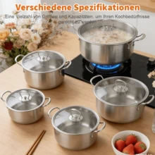 16tlg Topfset Kochset TSuppentopf Kochtopf-Set mit Deckel Induktion16-24cm - Übersicht 8