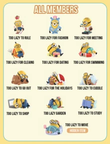 Hộp đồ chơi bí ẩn POP MART Lazy Daily Series - 12 mô hình thường + 1 mô hình ẩn, giới thiệu những chú Minions đáng yêu trong chủ đề cuộc sống thường nhật ấm áp và thoải mái, với hình ảnh Minions được yêu thích, được chế tác từ chất liệu cao cấp, thiết kế dễ thương kèm câu chuyện, lý tưởng cho người hâm mộ Minions, người sưu tập hộp đồ chơi bí ẩn, người yêu thích trang trí dễ thương và người tìm kiếm quà tặng, hoàn hảo cho sinh nhật, ngày lễ hoặc để sưu tầm. - Nhiều màu - Xem 3