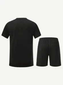 Men's Quick-Drying Tracksuit, Gradient Color Short-Sleeved Shirt, Shorts, T-Shirt, Summer Running, Sports Training, And Fitness Wear. - Grey - View 5