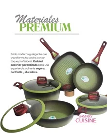 Batería de Cocina Caroline Marca Alfa Terracota / Avocado Antiadherente Tipo Piedra | Juego de Ollas, Sartén y Grill | Tapas de Cristal Resistentes a Caídas | Apta para Estufa de Gas, Eléctrica, Vitrocerámica e Inducción | Cocina Premium - Ver 7