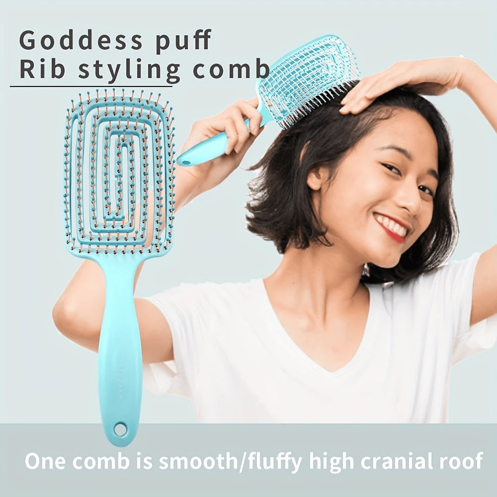 1 Piece Of Special Hairbrush For Regular Hairstyles - ABS Plastic Handle, Hollow Design For Scalp Massage, Anti-Static Hair Styling Tool - Black - View 1