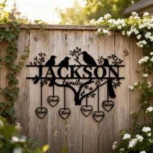 1pc Customized Family Tree Metal Wall Art - Personalized Name And Birth Date, Heart Leaf Design, Easy To Hang, Great For Wedding, Christmas, Valentine's Day, Mother's Day Gift, Home Decor - Multicolor - View 12