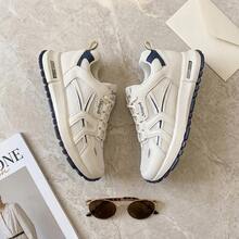 Tenis de mujer casuales y tenis deportivos para mujer estilo moda, zapatillas blancas mujer con plataforma y cordones, zapatos para mujer transpirables y ligeros, calzado deportivo de malla cómodo con suela antideslizante y amortiguación, tenis para mujeres suaves y versátiles para correr o caminar de diario. - Azul - Ver 1