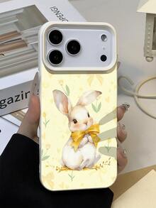 1pc Soft & Cute Yellow Bow Rabbit Pattern Litchi Texture Anti-Drop Anti-Slip Soft Phone Case, Compatible With Apple. Phones - Multicolor - View 4