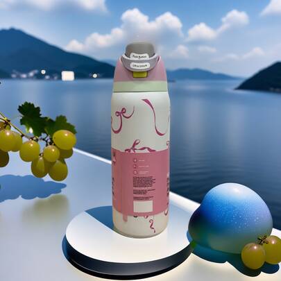 Owal-A 32盎司不锈钢保温水瓶 - 防漏运动水瓶，双功能吸嘴，翻盖吸管，宽口设计，可保温24小时，适合健身、旅行和日常使用。