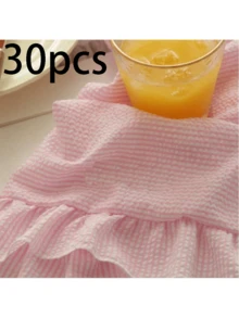 1pc/2pcs/6pcs Striped Pink & Blue Textured Lace Napkins, Girly Decor For Dining Table, Fresh Placemats, Napkin Holders, Coasters, Background Cloth - Multicolor - View 15