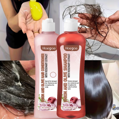 OUHOE Biotin, Rosemary & Onion 3-In-1 Shampoo & Conditioner, 72H Oil Control & Fluffy Formula, Strengthens Hair & Reduces Breakage For Dry Hair, Long-Lasting Fragrance & Moisture, All Hair Types, Travel Essential, Christmas Gift For Women & Men