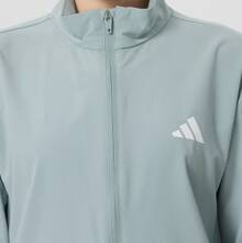 Áo khoác chạy bộ dài tay có mũ, khóa kéo, dáng rộng, ba sọc đặc trưng của adidas dành cho nữ. - xanh chanh - Xem 3