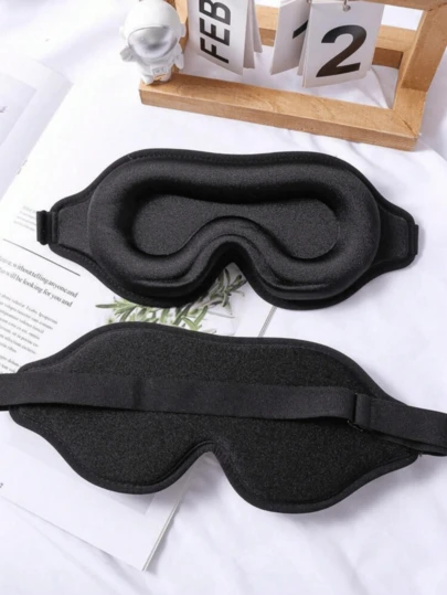 1 pieza Antifaz de unicolor, Antifaz de dormir negro simple, Adecuado para familia, viaje, dormitorio, viaje, oficina, escuela y útiles escolares