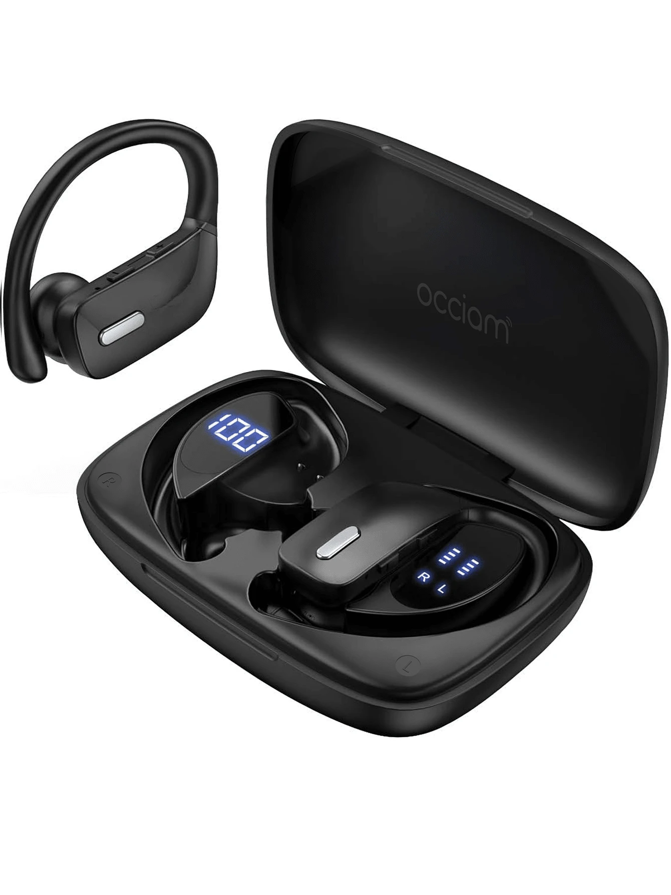 Tagry T17 Wireless Bluetooth Earbuds, Ear-Hook Sports Earphones, In-Ear Waterproof Sweatproof With LED Display, Suitable For Office, Gaming, Fitness, Running