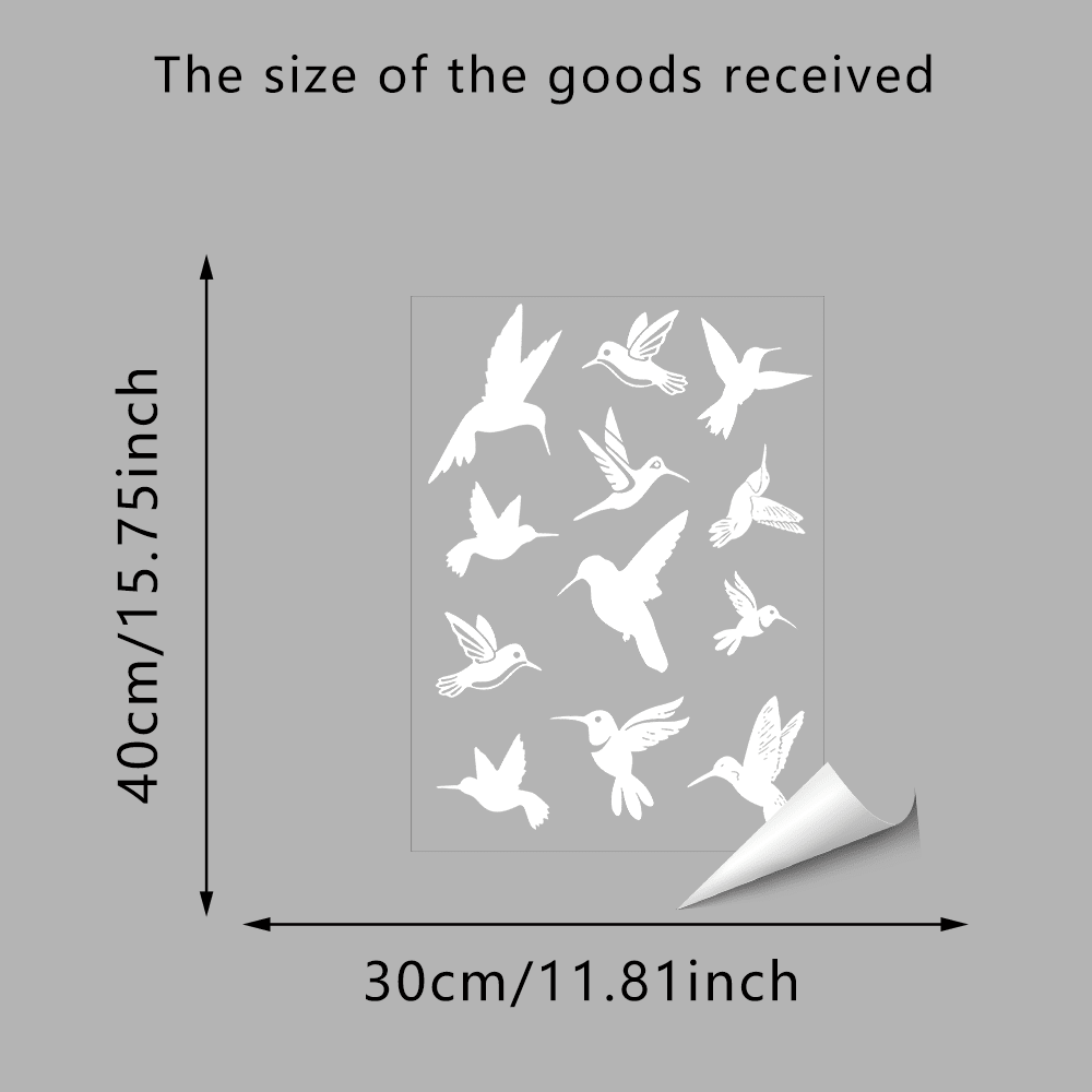 1 miếng dán cửa sổ chống va chạm hình chim ruồi trắng, thiết kế hình bóng chim, decal vinyl tĩnh điện, trang trí phòng khách, phòng ngủ và nhà cửa. - Nhiều màu - Xem 10