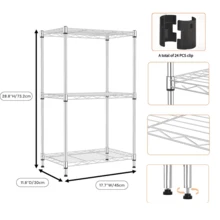 M MZG Adjustable Wire Storage Shelf, Heavy Duty Silver Organizer Rack For Pantry Kitchen Laundry Office Bathroom Room, Home Utility Shelving Unit Garage Storage - 銀色 - 查看 12
