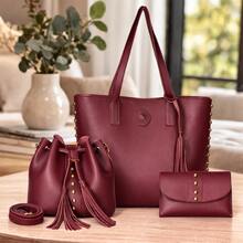Women Shoulder Bags - 酒紅色 - 查看 1