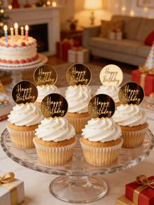 Bộ 3/5/10 chữ cái trang trí bánh kem hiện đại, chữ "Chúc mừng sinh nhật", thích hợp cho tiệc sinh nhật, trang trí bánh kem, trang trí làm bánh, đồ dùng làm bánh, quà tặng ngày lễ. - Vàng - Xem 3