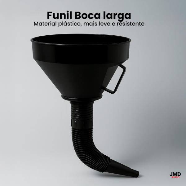 Funil Automotivo Boca Larga 37cm com Bico Flexível e Alça  Para Óleo Gasolina