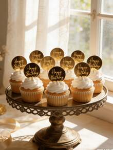 Bộ 3/5/10 chữ cái trang trí bánh kem hiện đại, chữ "Chúc mừng sinh nhật", thích hợp cho tiệc sinh nhật, trang trí bánh kem, trang trí làm bánh, đồ dùng làm bánh, quà tặng ngày lễ. - Vàng - Xem 6